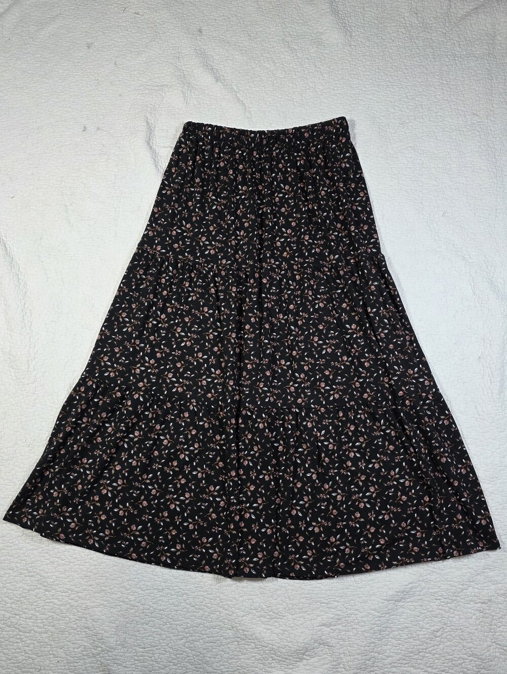 Guilty Black Floral Tiered Maxi Skirt